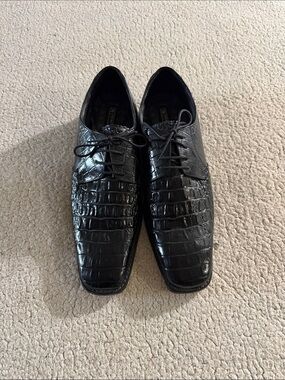 Stacy Adams Black Crocodile Derby Shoes 11 M